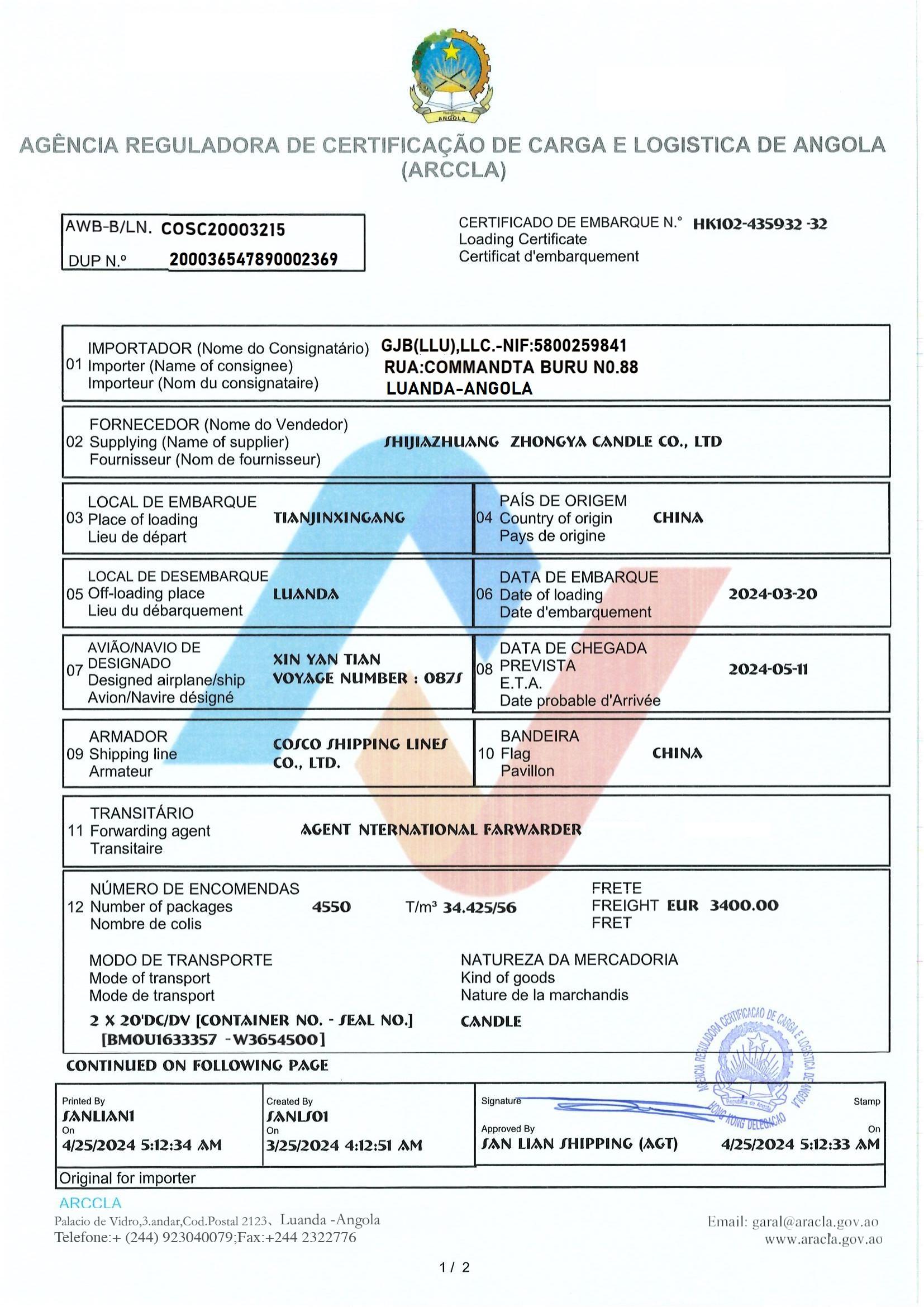 Cert Angola